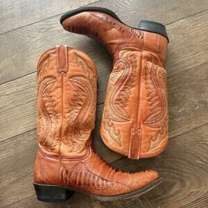 Botas Java Cowboy Western Boots Leather Chestnut Brown Exotic Men Size 10